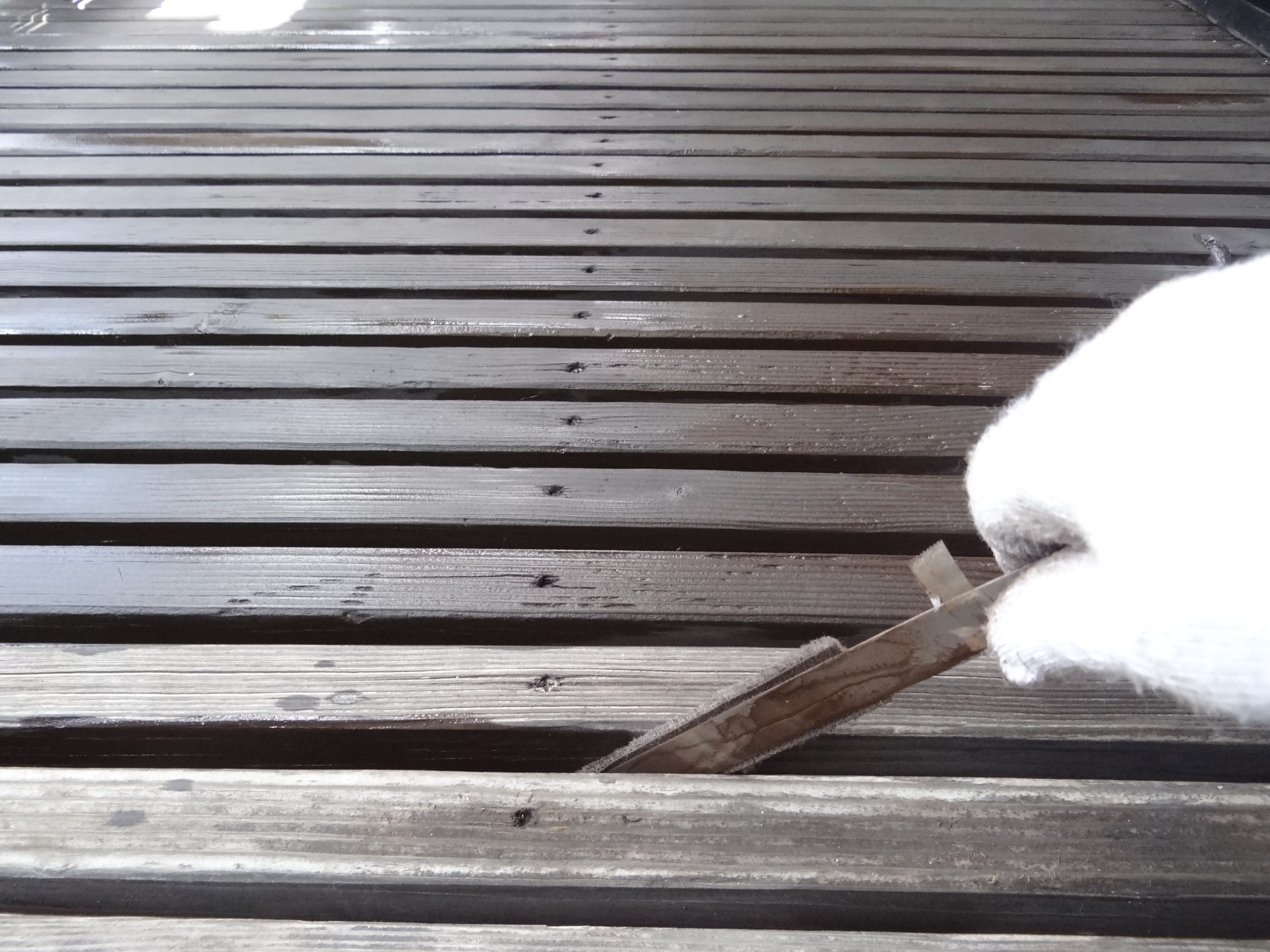 ウッドデッキの塗装後は走行。